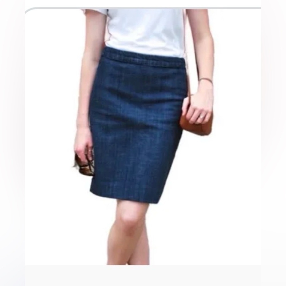 J. Crew Dark blue denim Pencil Skirt 6 preppy office stretch dark academia